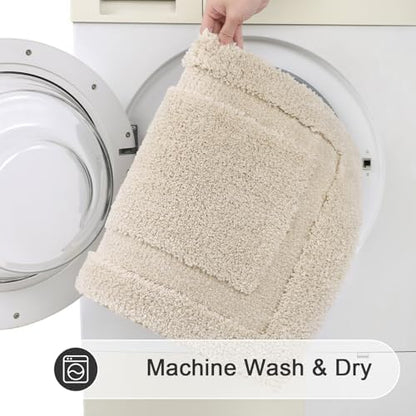 SHACOS Soft Microfiber Light Beige Bathroom Rugs Sets 2 Pieces 32x20 inch
