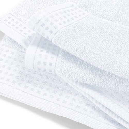 GLAMBURG Ultra Soft 4 Pack Oversized Bath Towel Set 27x54 inches, 100% Cotton Bath Towels, Highly Absorbant Compact Quickdry & Lightweight Towel, Ideal for Gym Travel Camp Pool - White