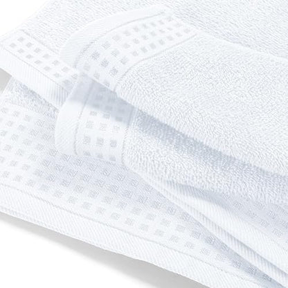 GLAMBURG Ultra Soft 4 Pack Oversized Bath Towel Set 27x54 inches, 100% Cotton Bath Towels, Highly Absorbant Compact Quickdry & Lightweight Towel, Ideal for Gym Travel Camp Pool - White