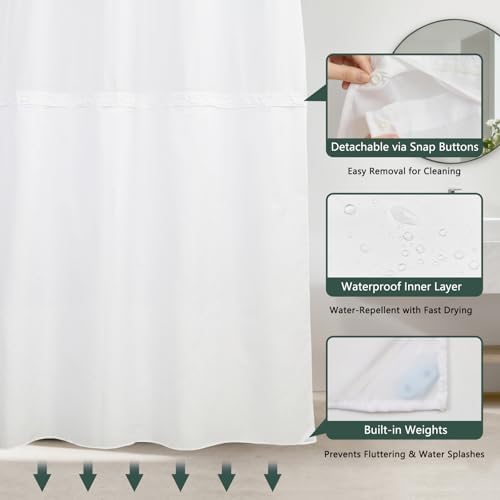 No Hook Shower Curtain and Liner Set 71x74 Inch