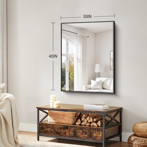 Koonmi Black Bathroom Mirror for Over Sink,Metal Framed 30"x40" Wall Mirror