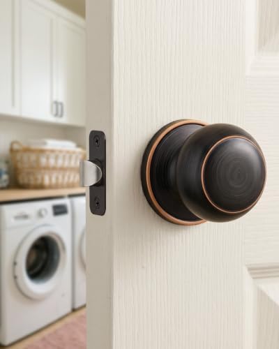 Haidms 1 Pack Oil Rubbed Bronze Passage Door Knob, Bronze Closet Door Knobs, Passage Doorknob Interior for Closet or Hall, Hallways