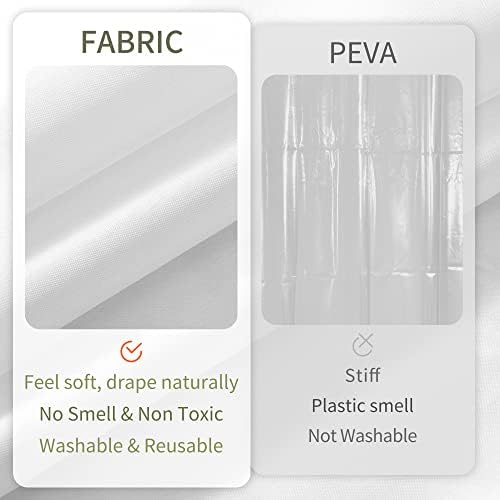ALYVIA SPRING 72x76 Long Waterproof Fabric Shower Curtain or Liner White