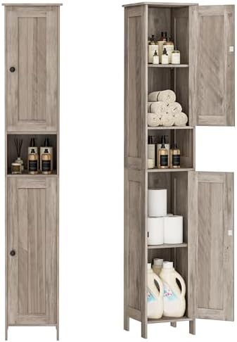 Homleke Tall Bathroom Storage Cabinet with 2 Doors, Slim Bathroom Cabinet