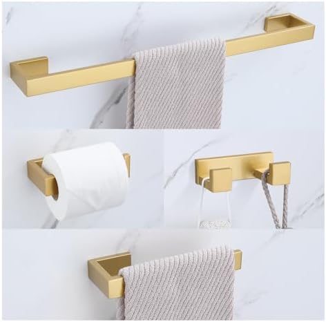Lairuier Brushed Gold Bathroom Accessories, 23.6 inches Towel Bar Set