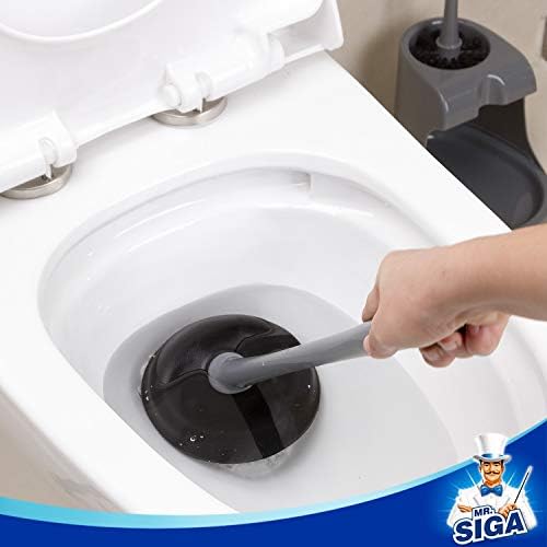 MR.SIGA Toilet Plunger and Bowl Brush Combo for Bathroom Cleaning, Gray