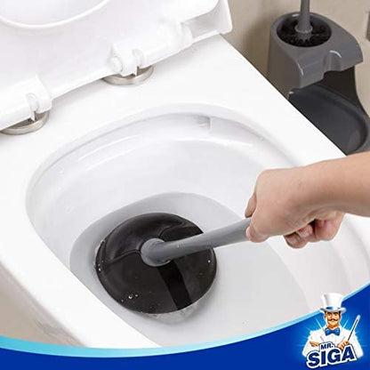 MR.SIGA Toilet Plunger and Bowl Brush Combo for Bathroom Cleaning, Gray