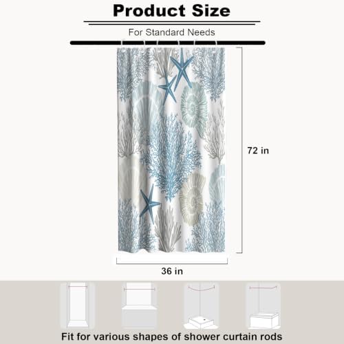 Cute Luxury Ocean Shower Curtain Kids Seashell Modern Nautical Tropical