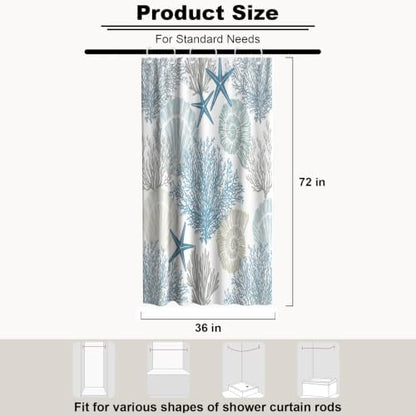 Cute Luxury Ocean Shower Curtain Kids Seashell Modern Nautical Tropical
