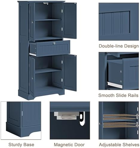 ChooChoo 51" H Bathroom Floor Cabinet with Drawer and Adjustable Shelves