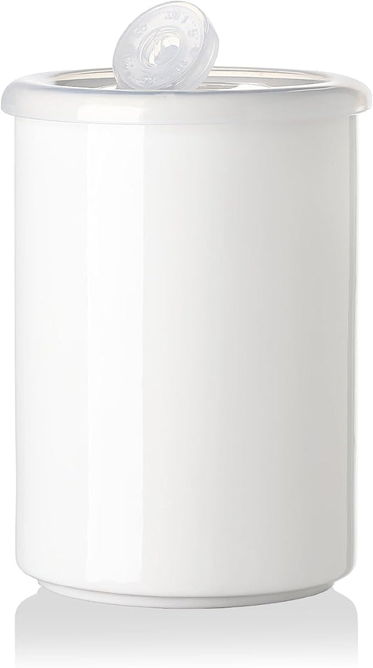 Sweejar Ceramic Food Storage Jar, Salt Container with Airtight Plastic Lid & Date Tracker, 28 Oz Kitchen Canisters for Flour, Rice, Sugar, Coffee, Spices, Pantry Organization (White)