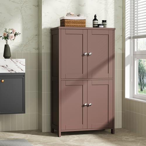 Shintenchi Bathroom Storage Cabinet with Doors and Shelves, Floor Cabinets for Washroom Furniture, Laundry Room, Organization with Adjustable Shelf, Brown