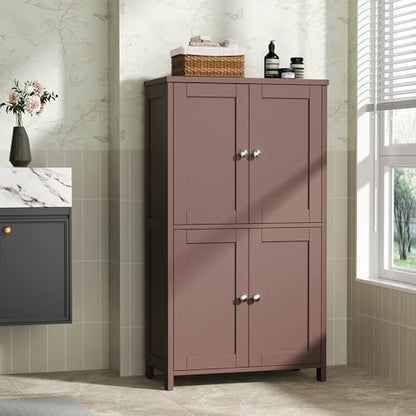 Shintenchi Bathroom Storage Cabinet with Doors and Shelves, Floor Cabinets for Washroom Furniture, Laundry Room, Organization with Adjustable Shelf, Brown