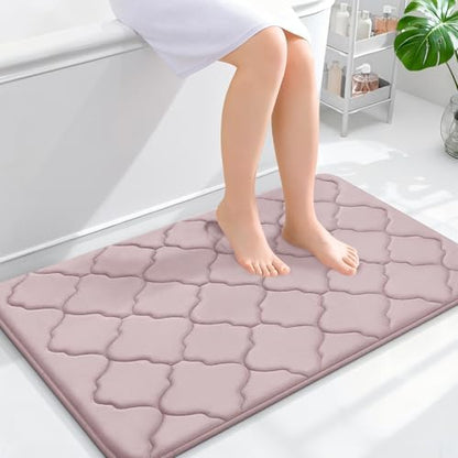 OLANLY Memory Foam Bath Mat Rug 36x24, Ultra Soft Bathroom Rugs, Dusty Rose