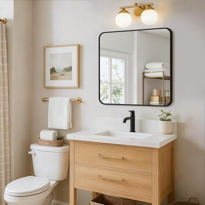 Vanity Bathroom Mirror, 30”x30” Black Bathroom Mirror for Over Sink