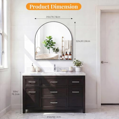 Sweetcrispy 31"x32" Arched Bathroom Mirror, Bathroom Mirrors for Over Sink