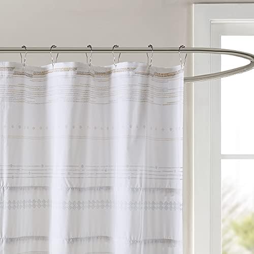 INK+IVY NEA Shower Curtain for Bathroom, Cotton, 72 x 72, Off White/Gray