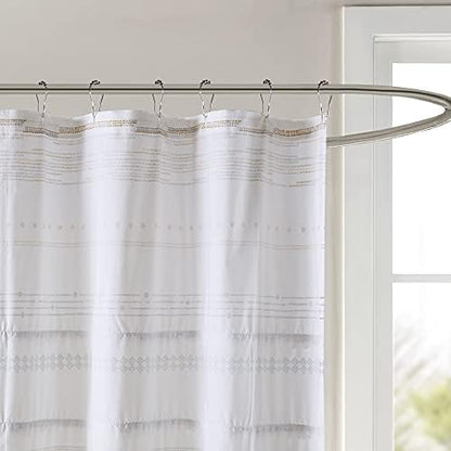 INK+IVY NEA Shower Curtain for Bathroom, Cotton, 72 x 72, Off White/Gray
