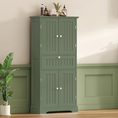ChooChoo 51" H Bathroom Floor Cabinet with Drawer and Adjustable Shelves