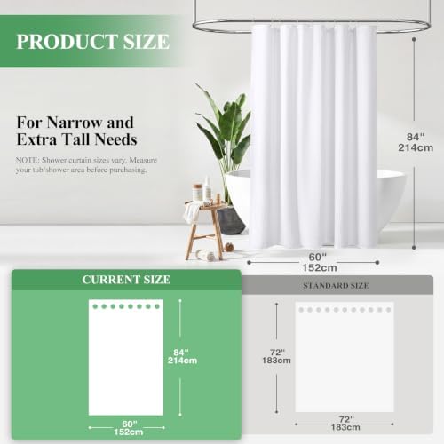 Dynamene Stall Waffle Shower Curtain 256 GSM Heavy Fabric 60x84 White
