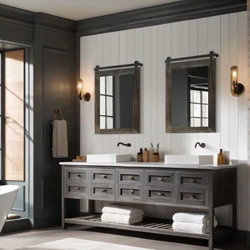 COGOOD Farmhouse Bathroom Mirrors for Over Sink - 30 x 22 Speckled White