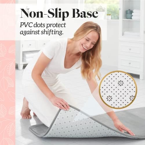 Memory Foam Bath Mat Non Slip Absorbent Super Cozy Velvet Bathroom Rug Carpet (60 inches X 17 inches, Grey)