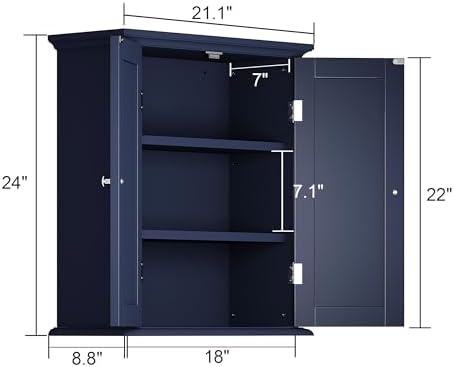 ChooChoo Bathroom Wall Cabinet with 2 Doors, Over The Toilet