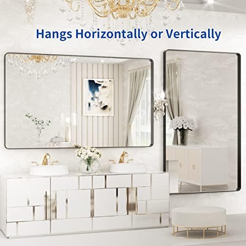 WEER Black Bathroom Vanity Mirror 60X36 Inch