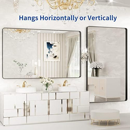 WEER Black Bathroom Vanity Mirror 60X36 Inch