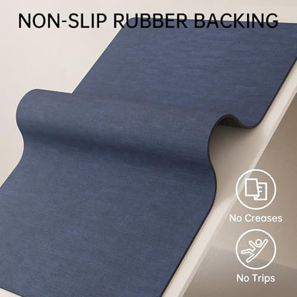 Mecko Bath Mat 24"x48",Ultra Thin Bathroom Rug fit Under Door Navy Blue