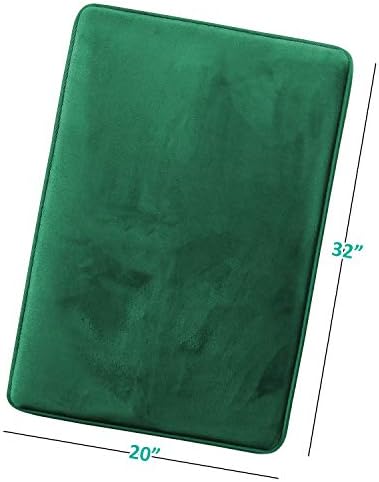 Clara Clark Bathroom Rugs, Velvet Memory Foam Bath Mat, Non-Slip, Machine Washable Bath Rugs - Dries Quickly, Ultra Soft Plush Bath Mats for Bathroom, 20 x 32, Hunter Green