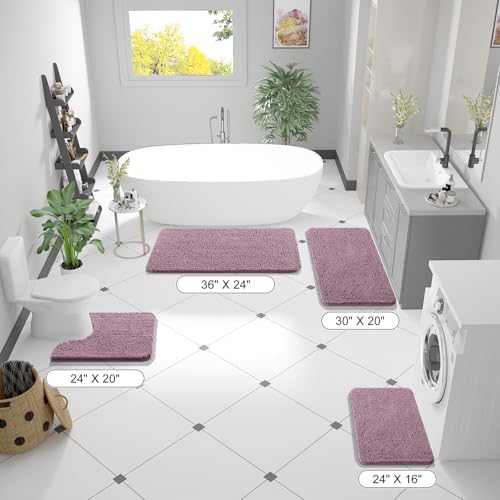OLANLY Bathroom Runner Rugs 44x24, Extra Soft Absorbent Chenille Bath Rugs