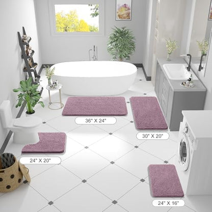 OLANLY Bathroom Runner Rugs 47x17, Extra Soft Absorbent Chenille Bath Rugs