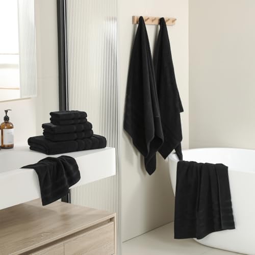 16-Piece Bath Towels Set, 100% Cotton Thick Soft Highly Absorbent Durable, Quick Dry, Bathroom Towels Set (4 Bath Towels, 4 Hand Towels, 8 Washcloths) - Perfect for Daily Use