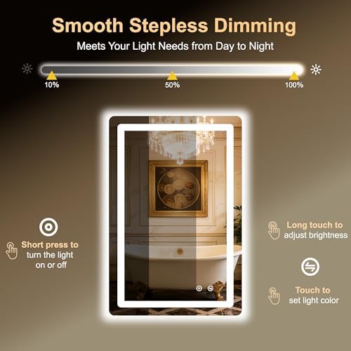LED Bathroom Mirror, 20"x30" Bathroom Vanity Mirror with Lights