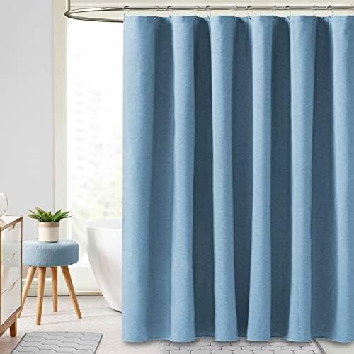 BTTN Extra Long Linen Textured Shower Curtain, 72x96, Moonlight Blue
