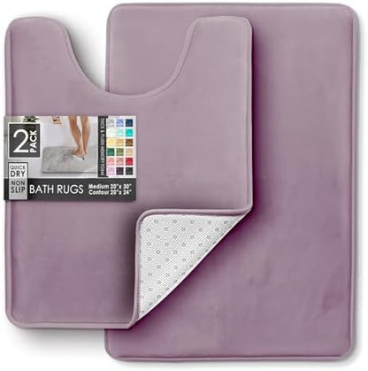 Clara Clark Bathroom Rugs, Velvet Memory Foam Bath Mat, Non-Slip Bath Rugs, Machine Wash, Dries Quickly, Ultra Soft Plush Bath Mats for Bathroom,