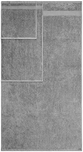 American Veteran Towel, 6 Piece Towel Set for Bathroom, 100% Cotton Turkish Bathroom Towels, 2 Bath Towels 2 Hand Towels 2 Washcloths, Cool Grey