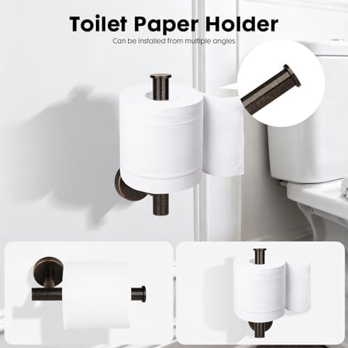 4 Piece Oil Rubbed Bronze Stainless Steel Bathroom Hardware Set Include Hand Towel Ring, Toilet Paper Holder,and 2 Robe Towel Hooks,Bathroom Accessories Set Oil Rubbed Bronze
