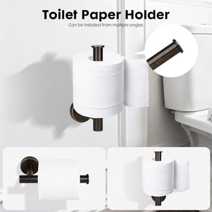 4 Piece Oil Rubbed Bronze Stainless Steel Bathroom Hardware Set Include Hand Towel Ring, Toilet Paper Holder,and 2 Robe Towel Hooks,Bathroom Accessories Set Oil Rubbed Bronze