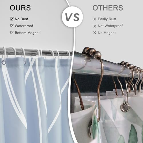 Striped Shower Curtain for Bathroom, Light Blue, 72" W x 72" L