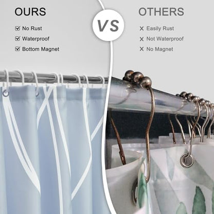 Striped Shower Curtain for Bathroom, Light Blue, 72" W x 72" L