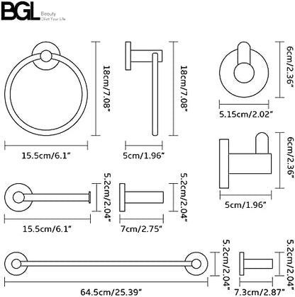 BGL Bathroom Accessory Set Chrome 4 Pieces Bathroom Towel Rack 24 Inches Adjustable Bathroom Hardware Set