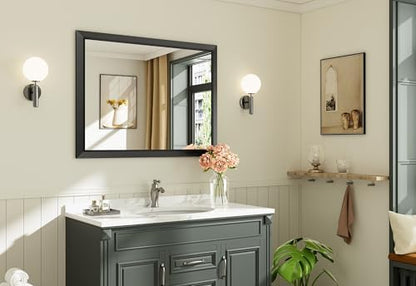 Briivue Black Metal Framed Bathroom Wall Mirror, 40x30 Inch