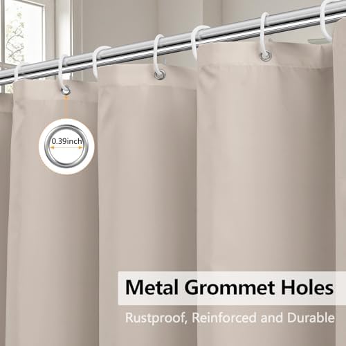 Seenus Waterproof Fabric Shower Curtain Liner Khaki with 3 Extra-Large Magnets, 72 x 72 inch Washable Brown Cloth Shower Liner Hotel Quality, Earth Tone Lightweight Shower Curtains for Bathroom