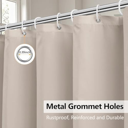 Seenus Waterproof Fabric Shower Curtain Liner Khaki with 3 Extra-Large Magnets, 72 x 72 inch Washable Brown Cloth Shower Liner Hotel Quality, Earth Tone Lightweight Shower Curtains for Bathroom