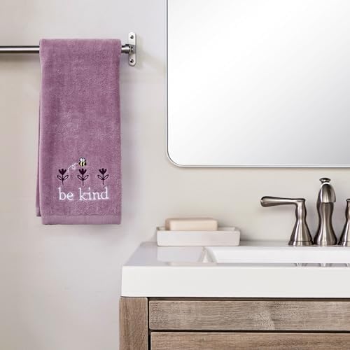 SKL Home Bee Kind Hand Towel Set-2pc, 100% Cotton, Embroidered, Lavender