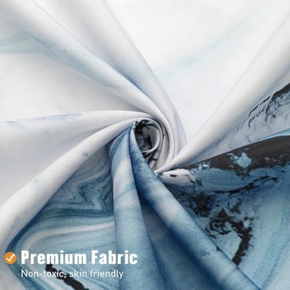 Blue Marble Fabric Shower Curtain, Abstract Watercolor, 72 x 90 Inches