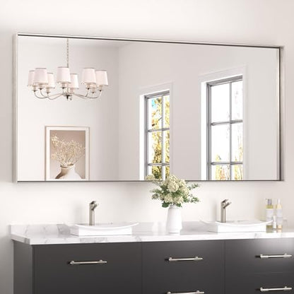 Keonjinn 72x36 Inch Nickel Bathroom Mirror for Over Sink, Rectangular