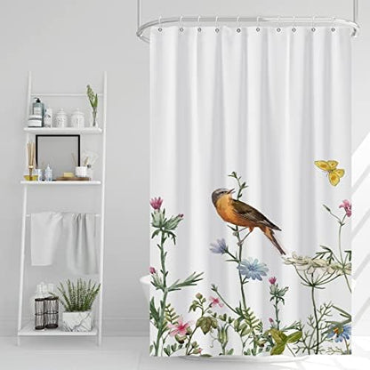 AWERT Small Half Size Stall Shower Curtain with Hooks Shower Stall Curtain 48 x 72 Funny Bird for Bathroom/RV and Camper